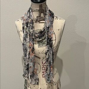 Elegant Multicolor Scarf with shimmer orange black green white great gift idea